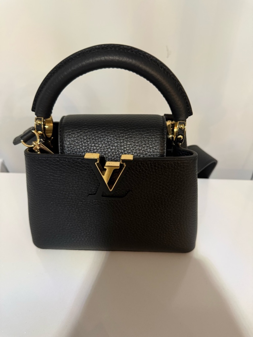 Louis Vuitton Black Mini Top Handle Bag with Gold Hardware